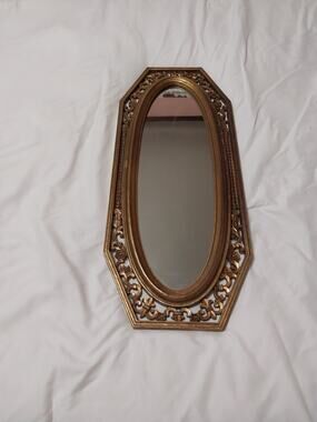 vtg MCM Wall Mirror Ornate Hollywood Regency Style Gold Frame #4912 Syroco